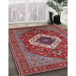 Mid-Century Modern Red Persian Rug in Family Room, urb2360