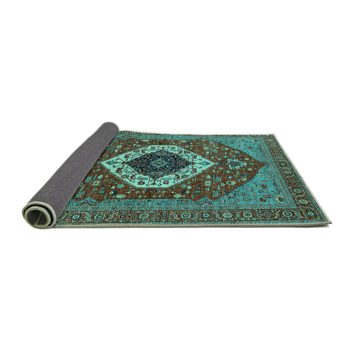 Sideview of Persian Turquoise Traditional Rug, urb2360turq