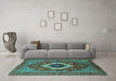 Machine Washable Persian Turquoise Traditional Area Rugs in a Living Room,, wshurb2360turq