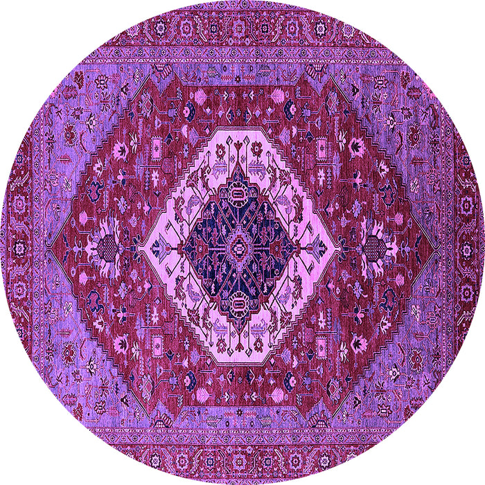 Round Machine Washable Persian Purple Traditional Area Rugs, wshurb2360pur
