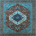 Square Machine Washable Persian Light Blue Traditional Rug, wshurb2360lblu