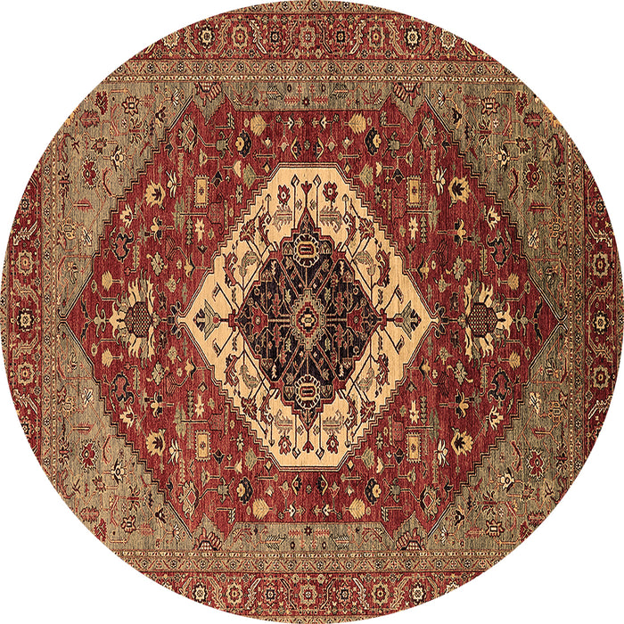 Round Persian Brown Traditional Rug, urb2360brn