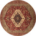 Round Persian Brown Traditional Rug, urb2360brn