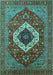 Machine Washable Persian Turquoise Traditional Area Rugs, wshurb2360turq