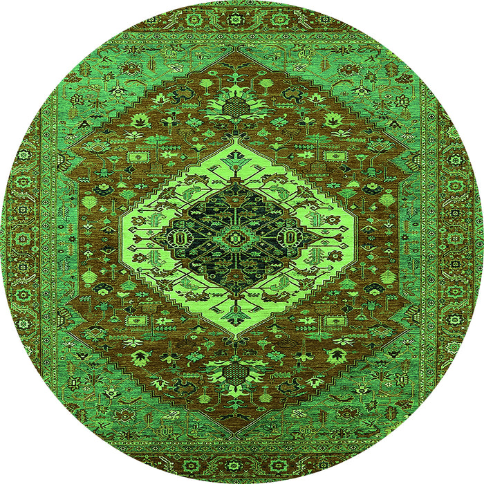 Round Persian Green Traditional Rug, urb2360grn