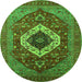 Round Persian Green Traditional Rug, urb2360grn