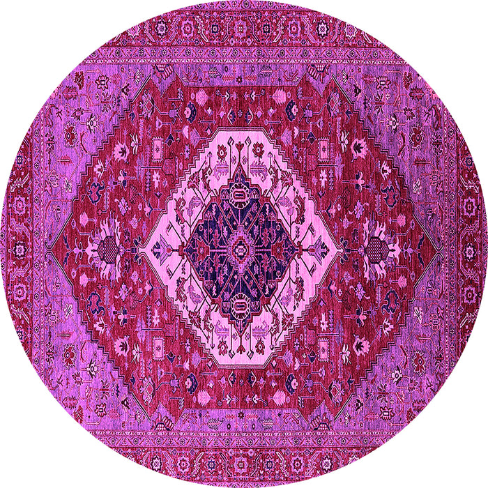 Round Machine Washable Persian Pink Traditional Rug, wshurb2360pnk