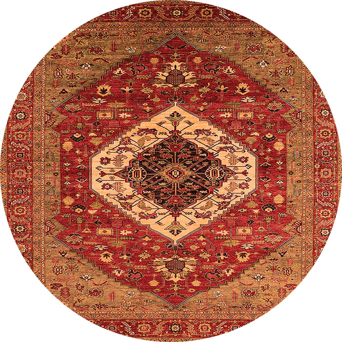Round Machine Washable Persian Orange Traditional Area Rugs, wshurb2360org