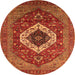 Round Machine Washable Persian Orange Traditional Area Rugs, wshurb2360org