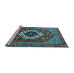 Sideview of Machine Washable Persian Light Blue Traditional Rug, wshurb2360lblu