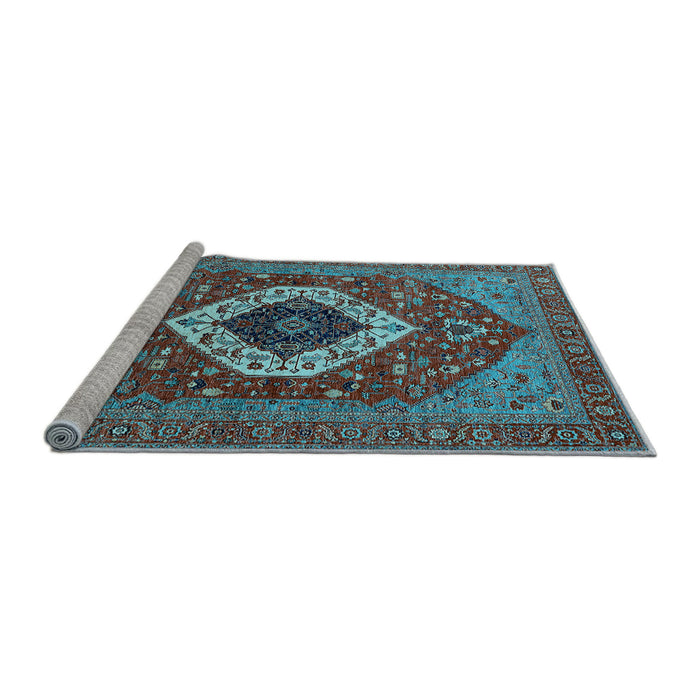 Sideview of Machine Washable Persian Light Blue Traditional Rug, wshurb2360lblu