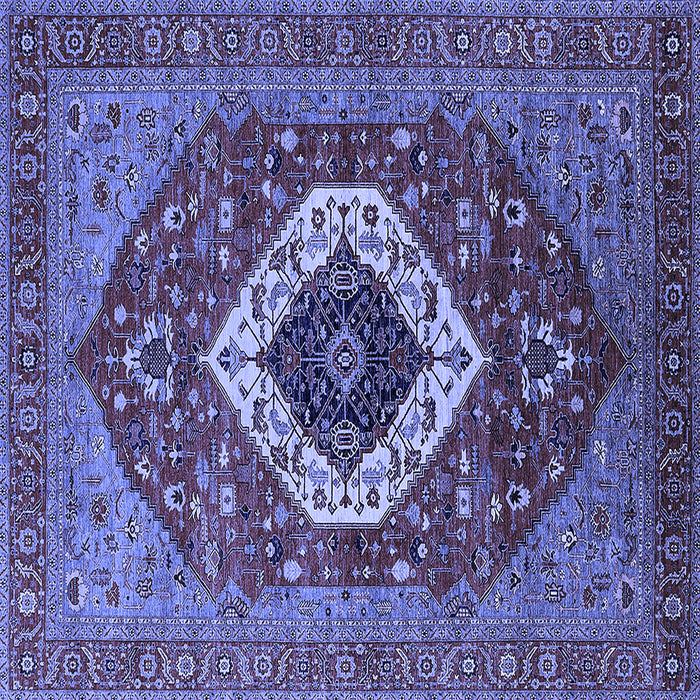Square Machine Washable Persian Blue Traditional Rug, wshurb2360blu
