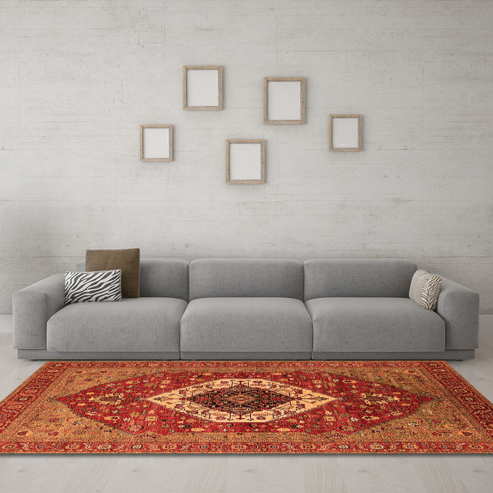 Machine Washable Persian Orange Traditional Area Rugs in a Living Room, wshurb2360org
