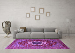 Machine Washable Persian Purple Traditional Area Rugs in a Living Room, wshurb2360pur