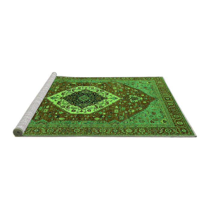 Sideview of Machine Washable Persian Green Traditional Area Rugs, wshurb2360grn
