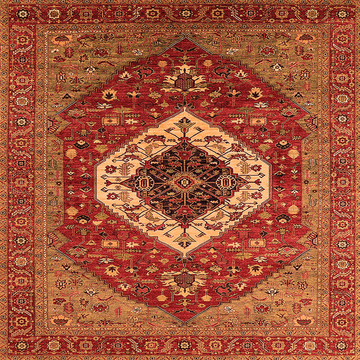 Square Machine Washable Persian Orange Traditional Area Rugs, wshurb2360org