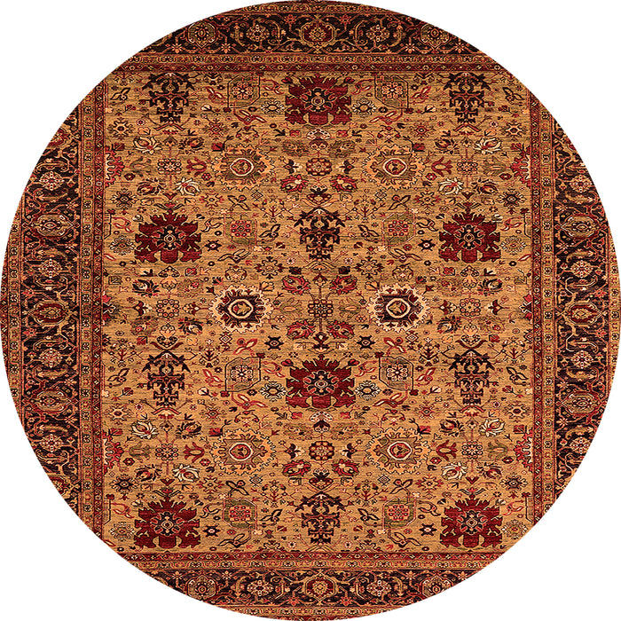 Round Oriental Orange Traditional Rug, urb2361org