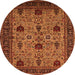 Round Oriental Orange Traditional Rug, urb2361org