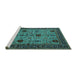 Sideview of Machine Washable Oriental Turquoise Traditional Area Rugs, wshurb2361turq