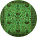 Round Oriental Green Traditional Rug, urb2361grn