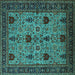 Square Oriental Turquoise Traditional Rug, urb2361turq