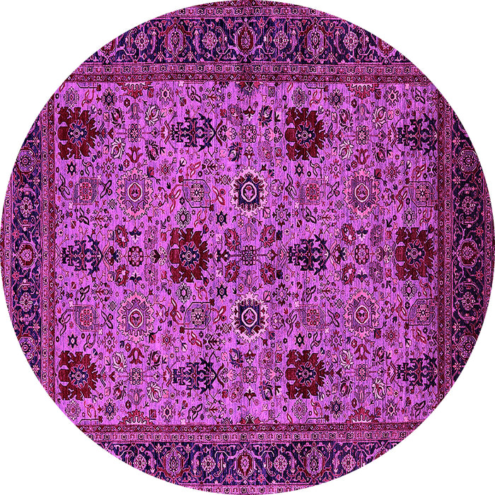 Round Machine Washable Oriental Pink Traditional Rug, wshurb2361pnk