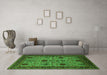 Machine Washable Oriental Green Traditional Area Rugs in a Living Room,, wshurb2361grn