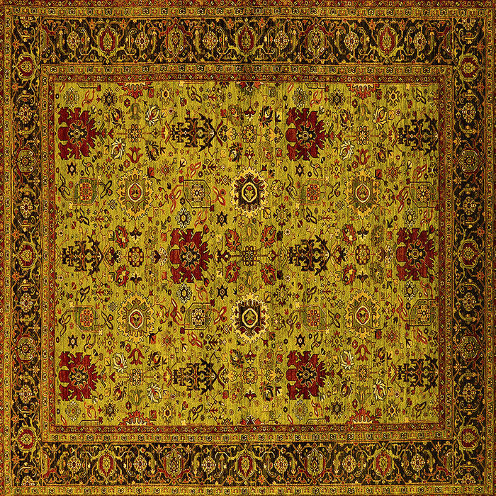 Square Oriental Yellow Traditional Rug, urb2361yw