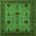 Square Machine Washable Oriental Green Traditional Area Rugs, wshurb2361grn
