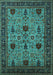Machine Washable Oriental Turquoise Traditional Area Rugs, wshurb2361turq
