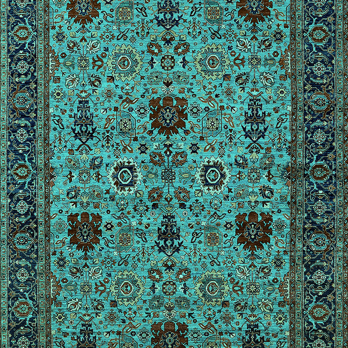 Machine Washable Oriental Turquoise Traditional Area Rugs, wshurb2361turq