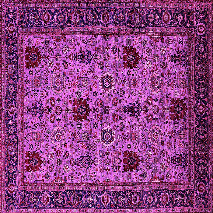 Square Machine Washable Oriental Pink Traditional Rug, wshurb2361pnk