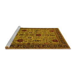 Sideview of Machine Washable Oriental Yellow Traditional Rug, wshurb2361yw