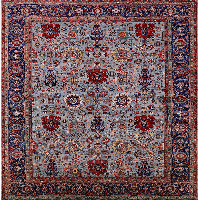 Square Mid-Century Modern Pink Oriental Rug, urb2361