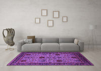 Machine Washable Oriental Purple Traditional Rug, wshurb2361pur