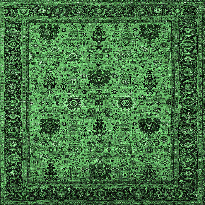 Square Oriental Emerald Green Traditional Rug, urb2361emgrn