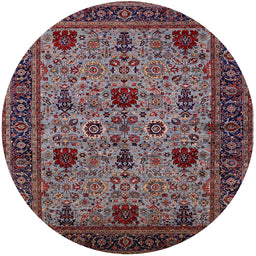 Round Mid-Century Modern Pink Oriental Rug, urb2361