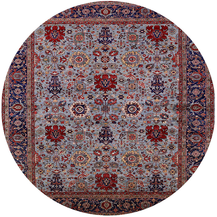 Round Mid-Century Modern Pink Oriental Rug, urb2361