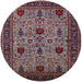 Round Mid-Century Modern Pink Oriental Rug, urb2361