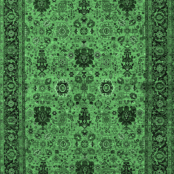 Machine Washable Oriental Emerald Green Traditional Area Rugs, wshurb2361emgrn
