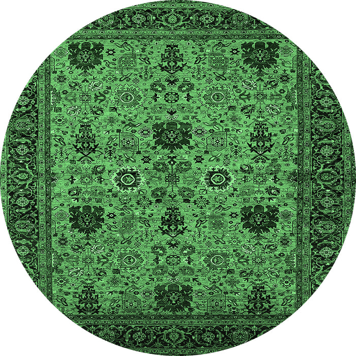 Round Oriental Emerald Green Traditional Rug, urb2361emgrn