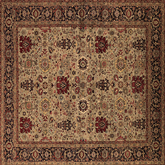 Square Machine Washable Oriental Brown Traditional Rug, wshurb2361brn