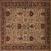 Square Machine Washable Oriental Brown Traditional Rug, wshurb2361brn