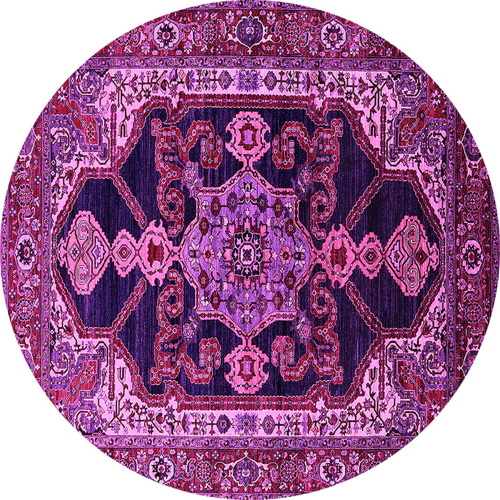 Round Machine Washable Oriental Pink Industrial Rug, wshurb2362pnk