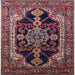 Square Mid-Century Modern Deep Red Oriental Rug, urb2362