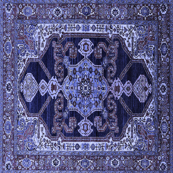 Square Machine Washable Oriental Blue Industrial Rug, wshurb2362blu