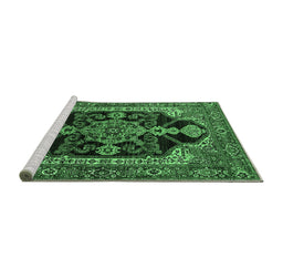 Sideview of Machine Washable Oriental Emerald Green Industrial Area Rugs, wshurb2362emgrn