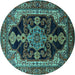 Round Oriental Turquoise Industrial Rug, urb2362turq