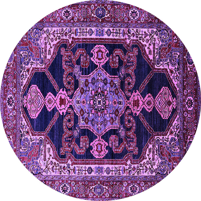 Round Machine Washable Oriental Purple Industrial Area Rugs, wshurb2362pur