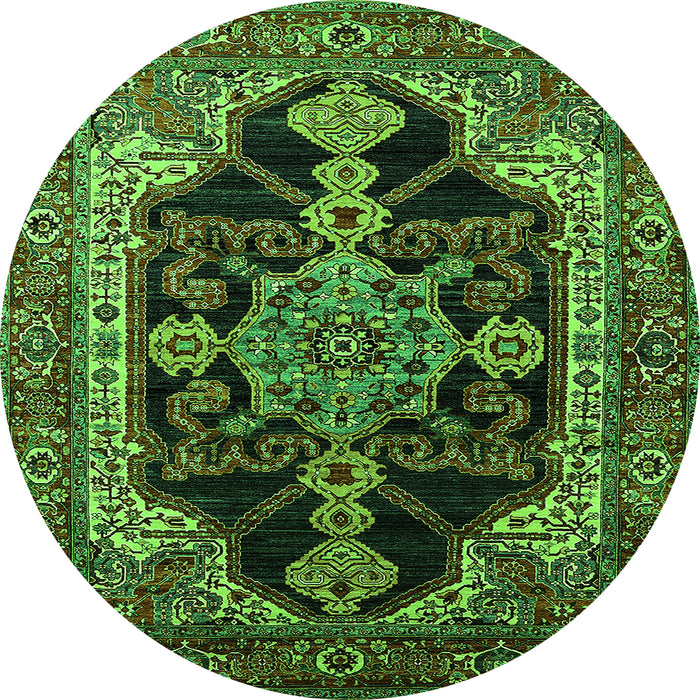 Round Oriental Green Industrial Rug, urb2362grn